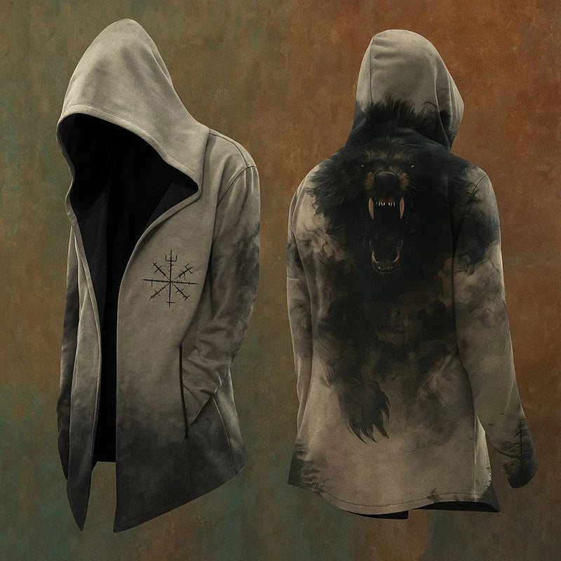 Men’s Vintage Gothic Hooded Coat Open Front Cardigan