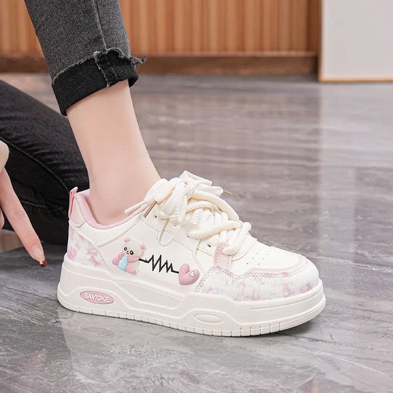 Women’s Platform Skate Sneakers Thick Sole Patchwork