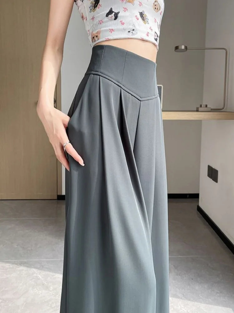 Women’s Wide Leg Suit Pants High Waist Office Trousers