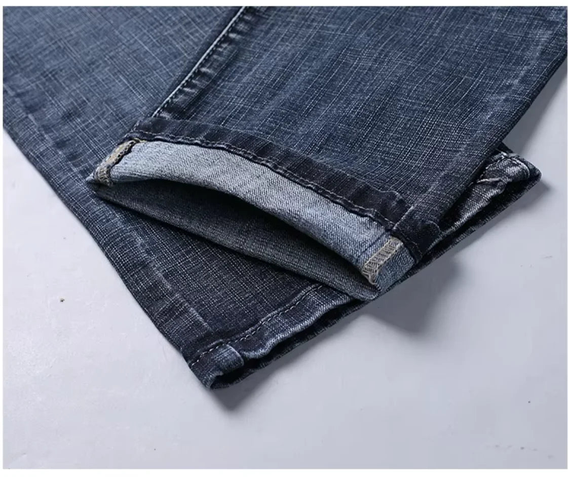 Men's Straight Fit Business Jeans Classic Denim Pants