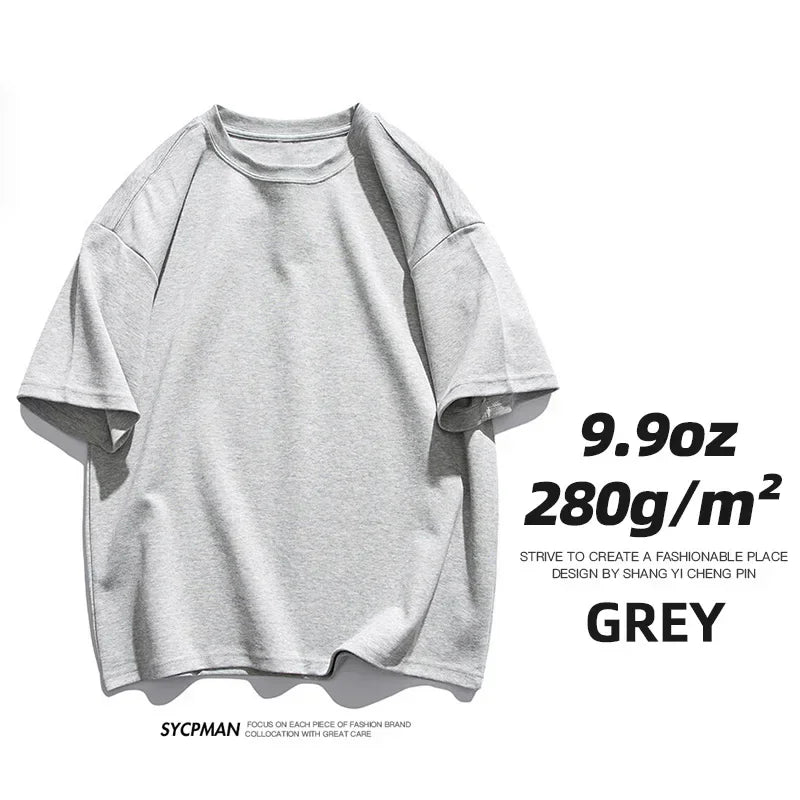 GRAY Color Men's Heavyweight Oversized T-Shirt 280gsm Cotton