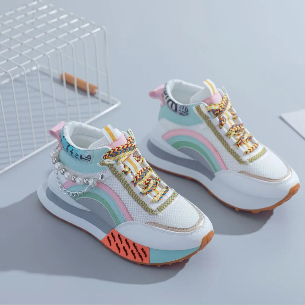 Pearl Embellished Chunky Sneakers for Casual Walking