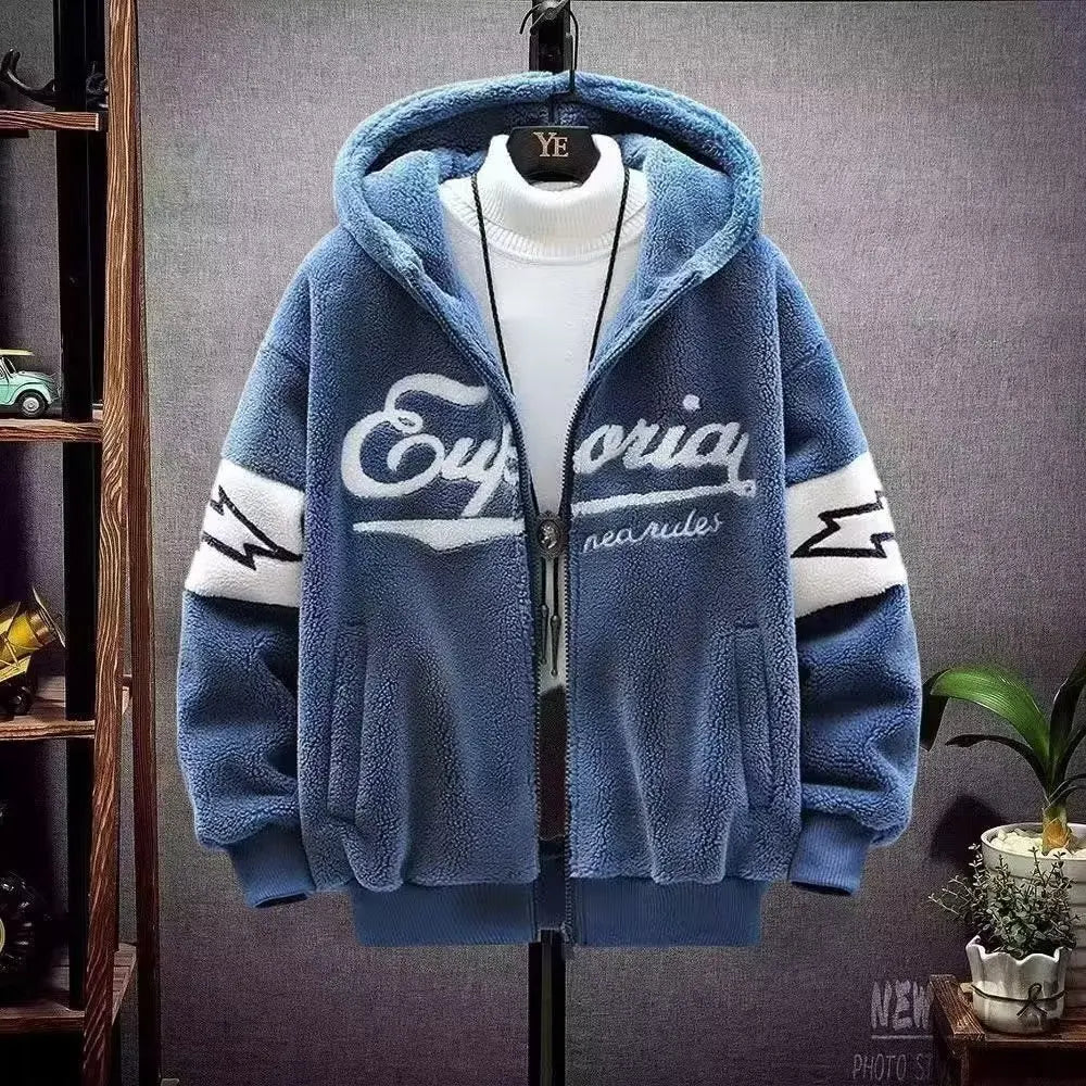 Men’s Fleece-Lined Hooded Jacket Casual Streetwear