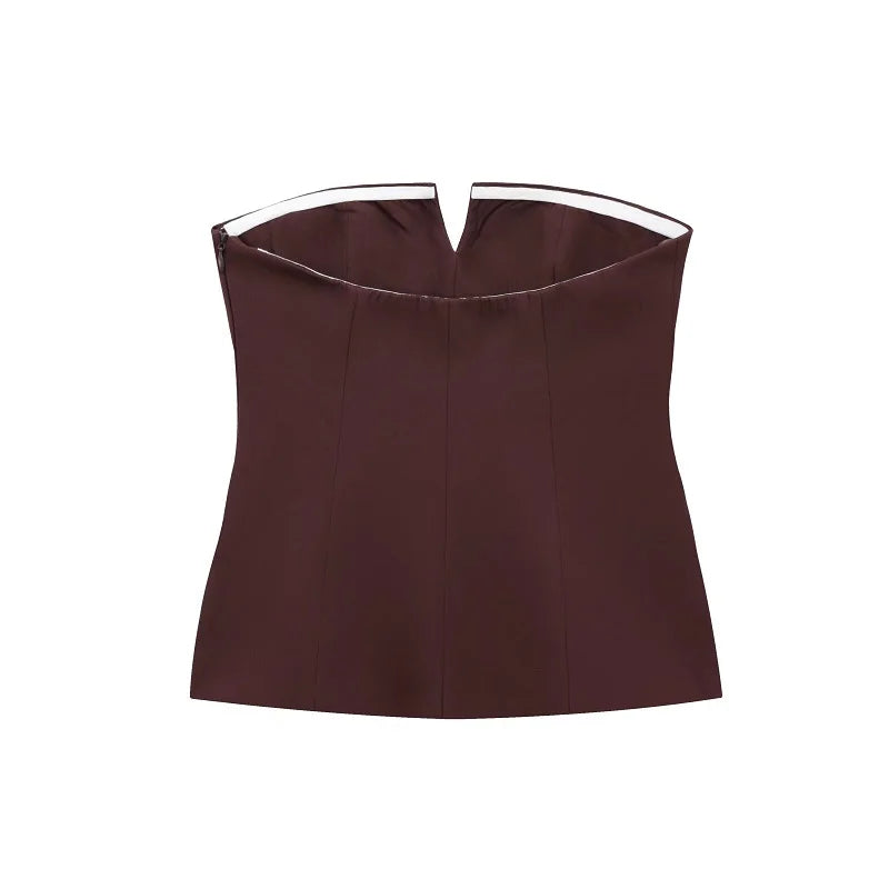 Women’s Strapless Tube Crop Top Backless Short Bustier