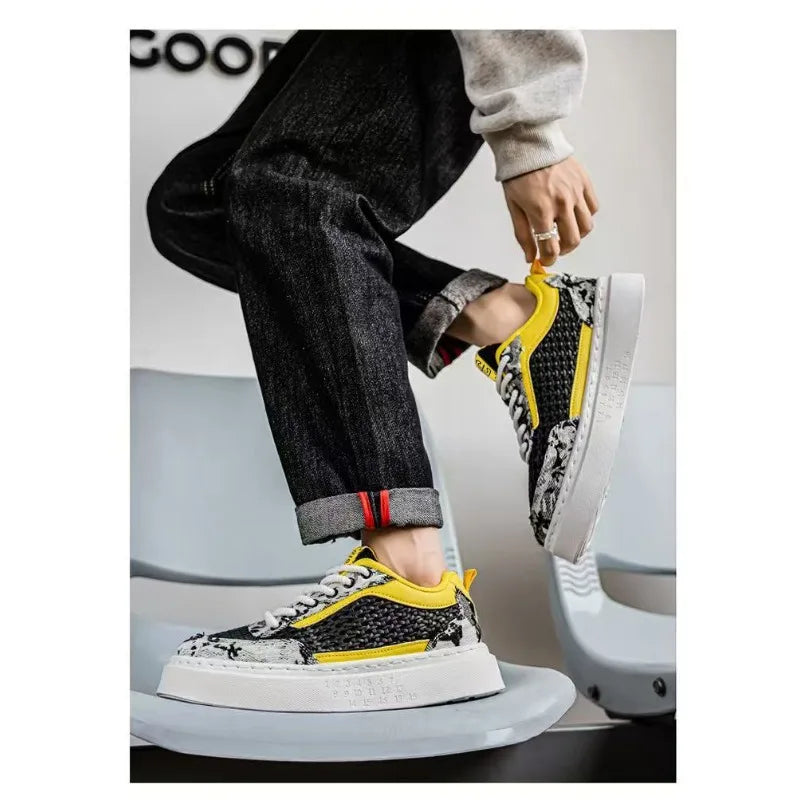 Men's Breathable Canvas Sneakers – Lightweight Platform Sole
