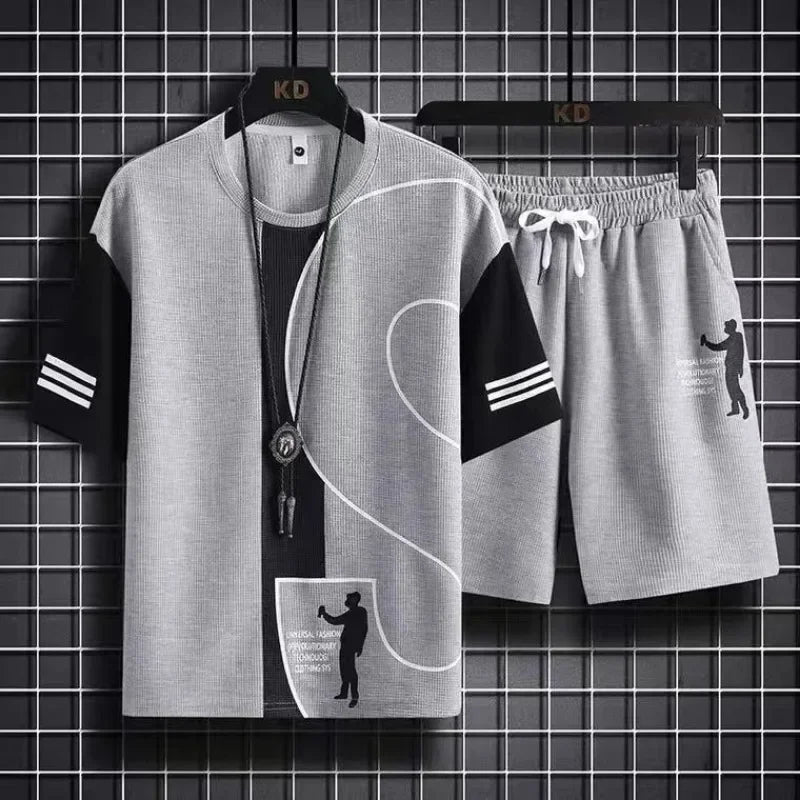 Men’s Graphic T-Shirt And Shorts Set Casual 2-Piece