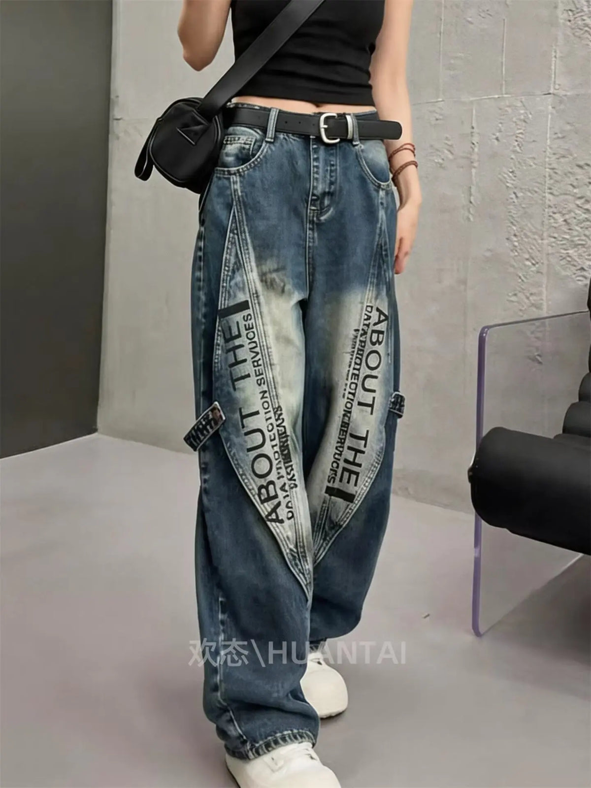 Women’s Tie-Dye Cargo Pants High Waist Wide Leg