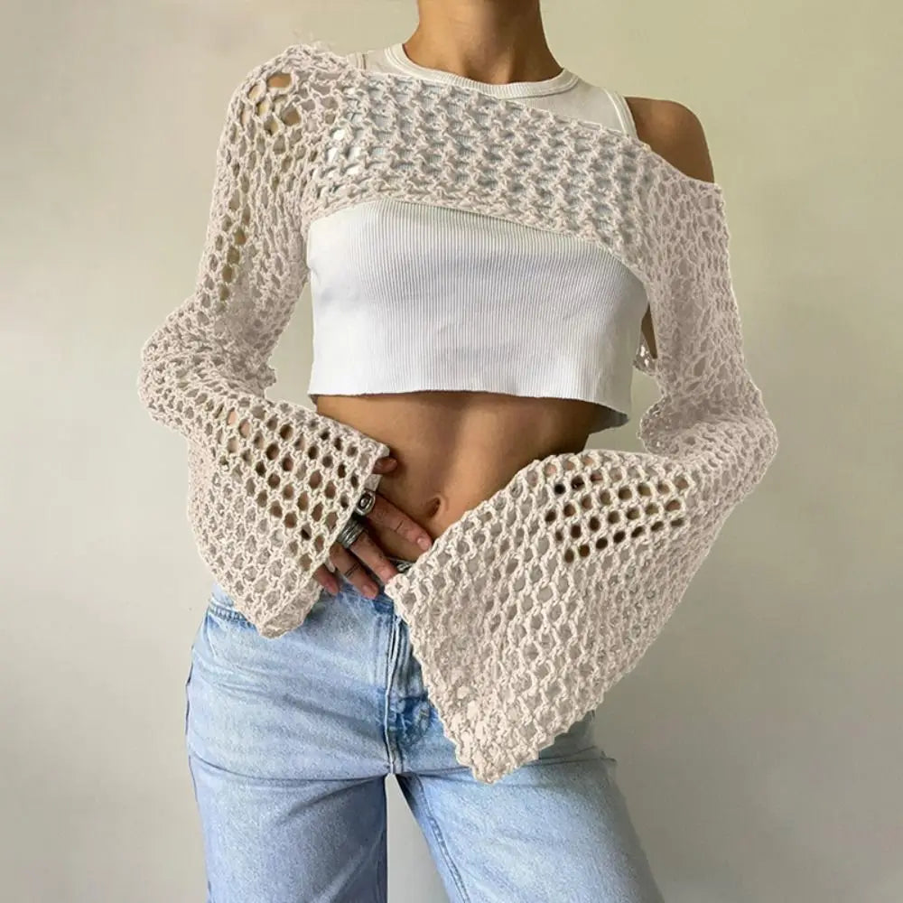 Women’s Crochet Sleeve Shrug Sweater Crop Top