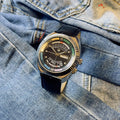 Men's Vintage Quartz Watch With Leather Strap Calendar