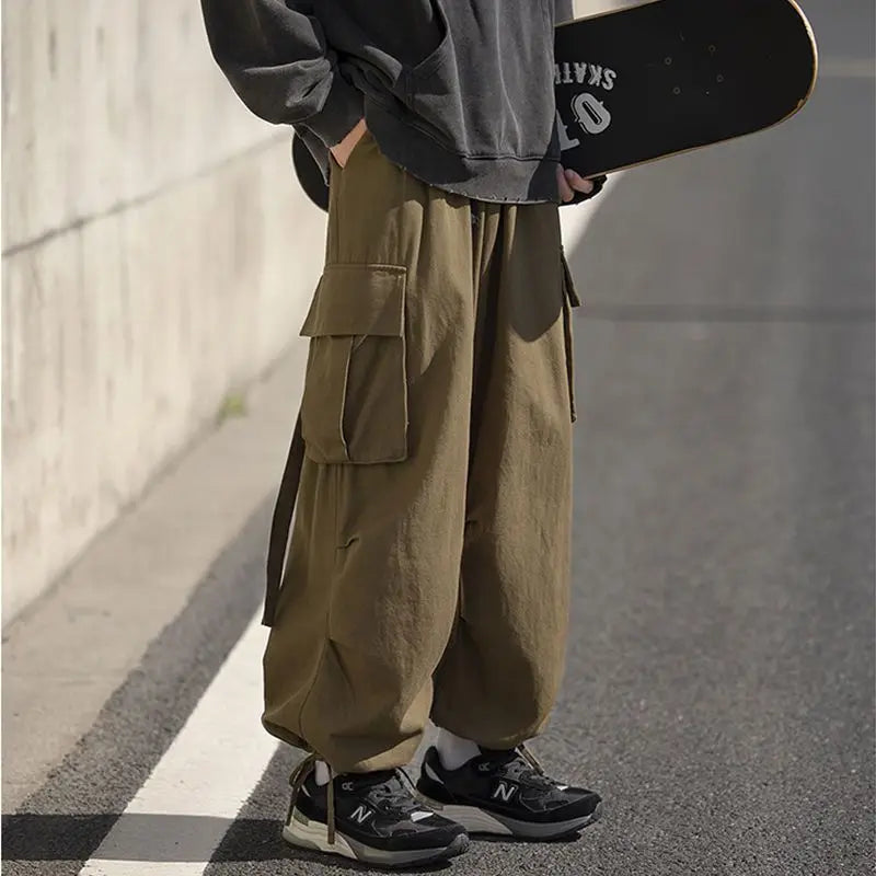 Ka Fei Se Color Men's Loose Cargo Pants With Multiple Pockets