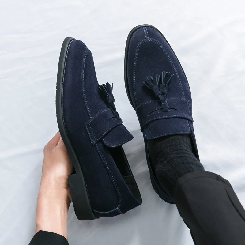 Men’s Tassel Suede Loafers Casual Business Dress Shoes