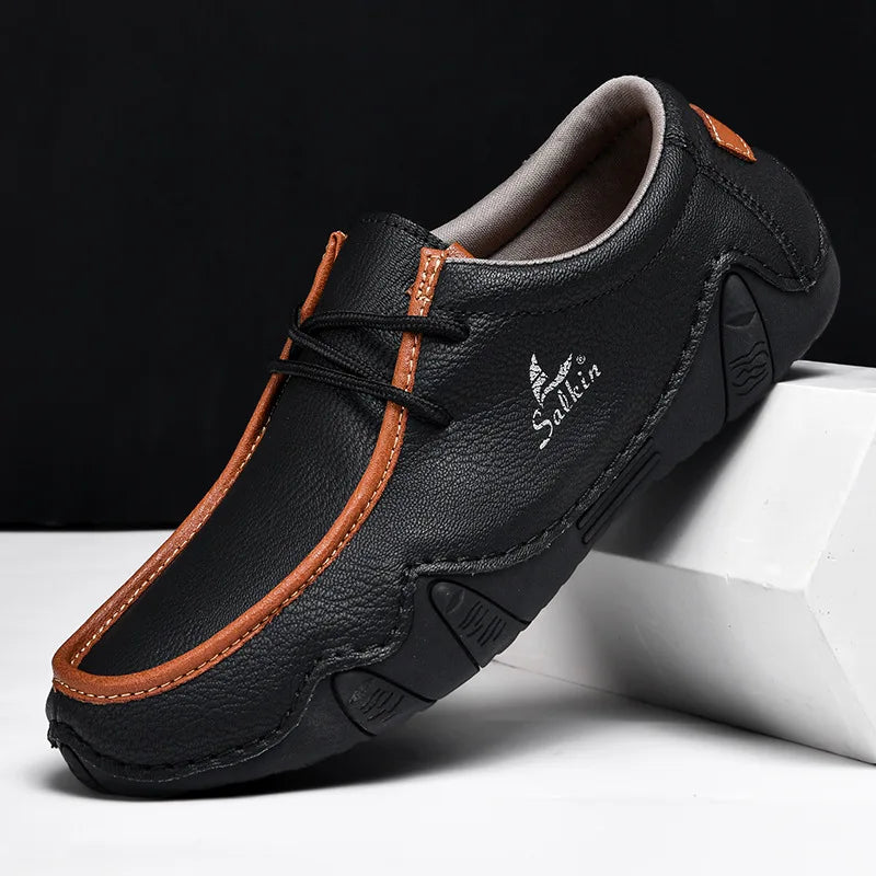 1801 Black Color Men’s PU Leather Casual Loafers – Slip-On Driving Shoes