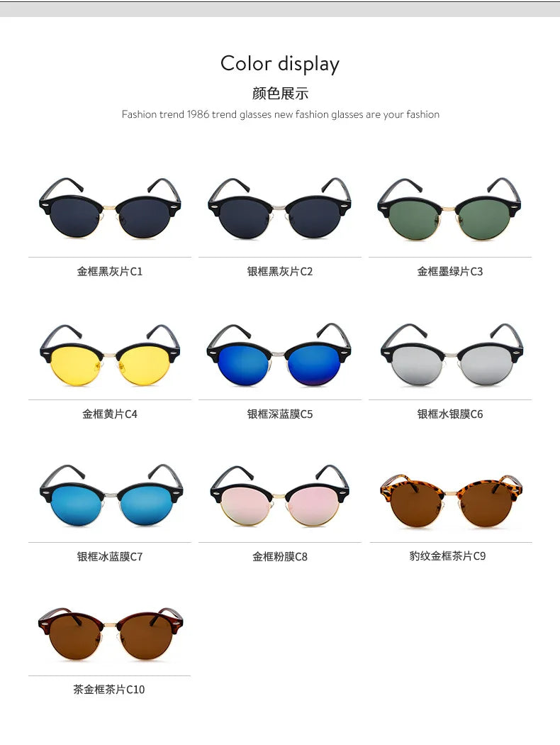 Men’s Polarized Driving Sunglasses Round Classic Frame