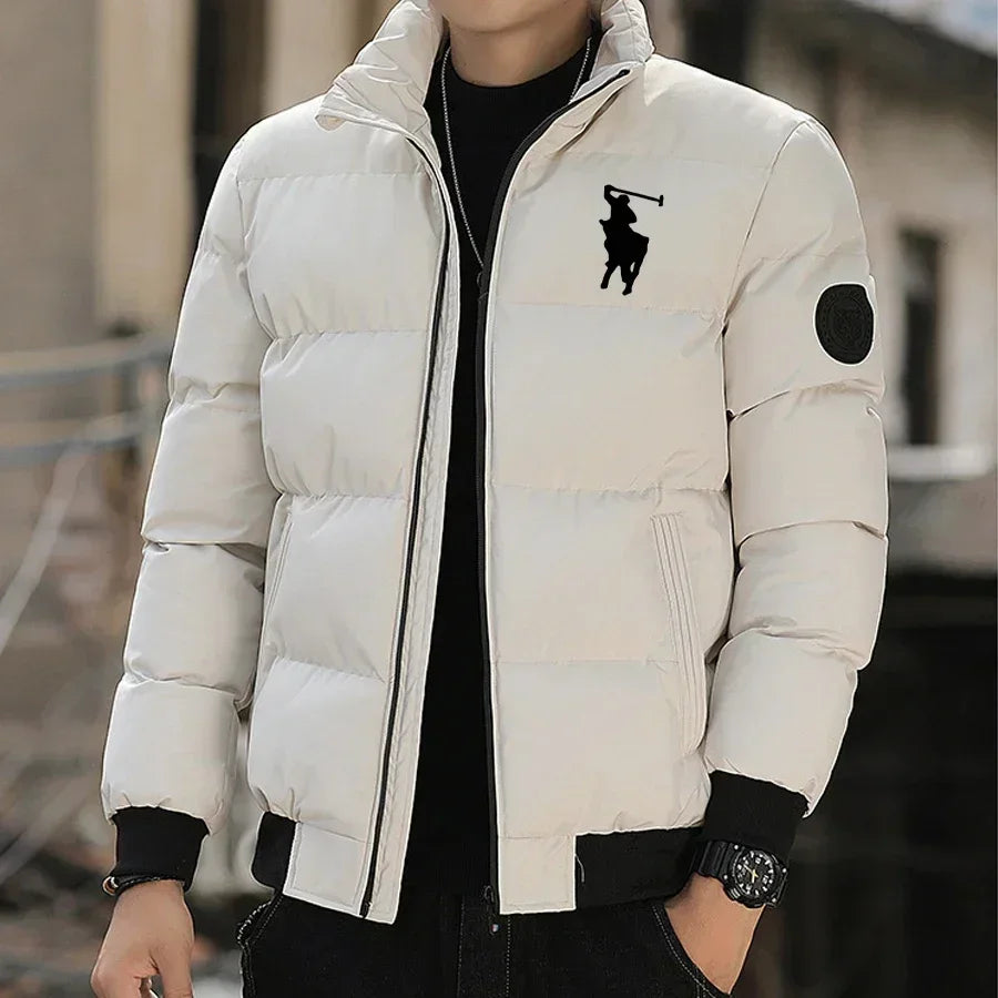 Men’s Casual Puffer Jacket With Stand Collar Zipper