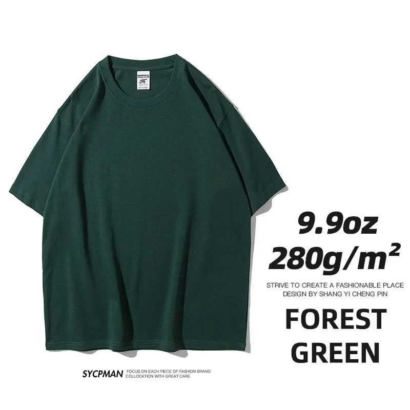 Forest green Color Men's Heavyweight Oversized T-Shirt 280gsm Cotton