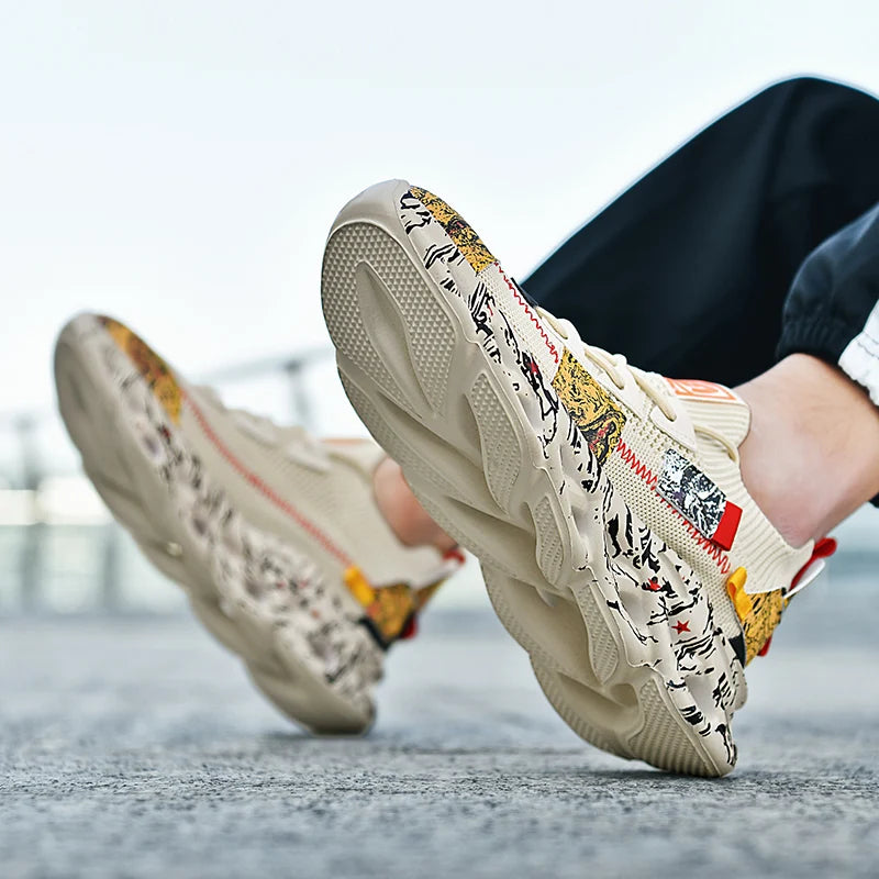 Men's Breathable Casual Sneakers With Fabric Upper