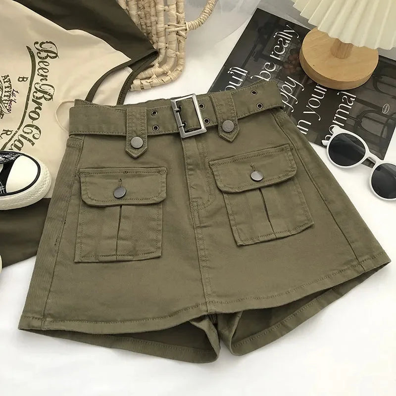 High-Waist Denim Skort for Women With Inner Shorts