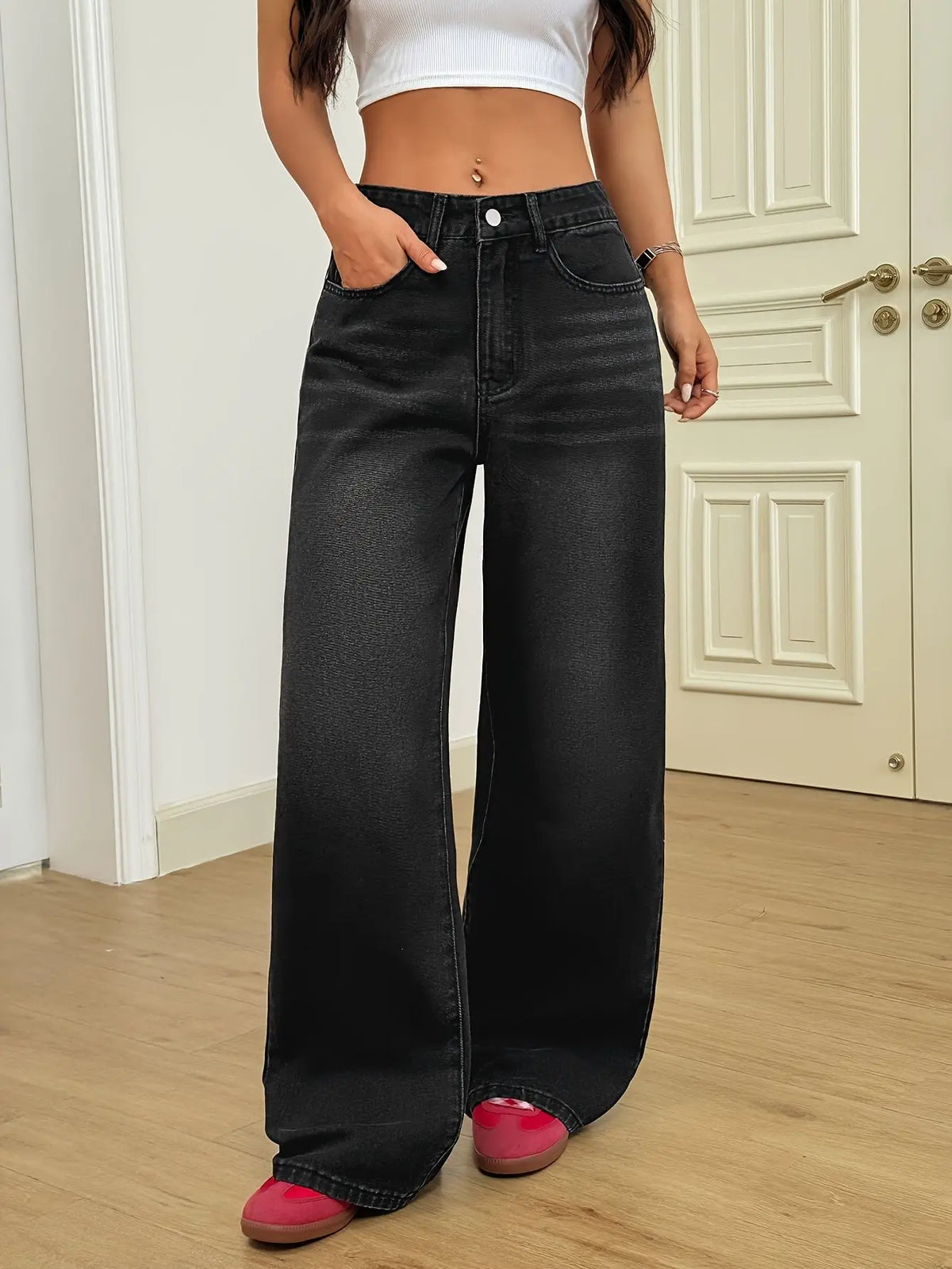 Women’s Retro High Waist Loose Straight Leg Jeans