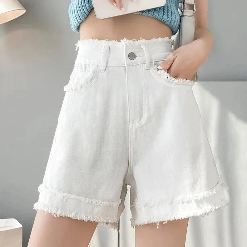 Women’s High Waist Denim Shorts – Loose Casual Fit