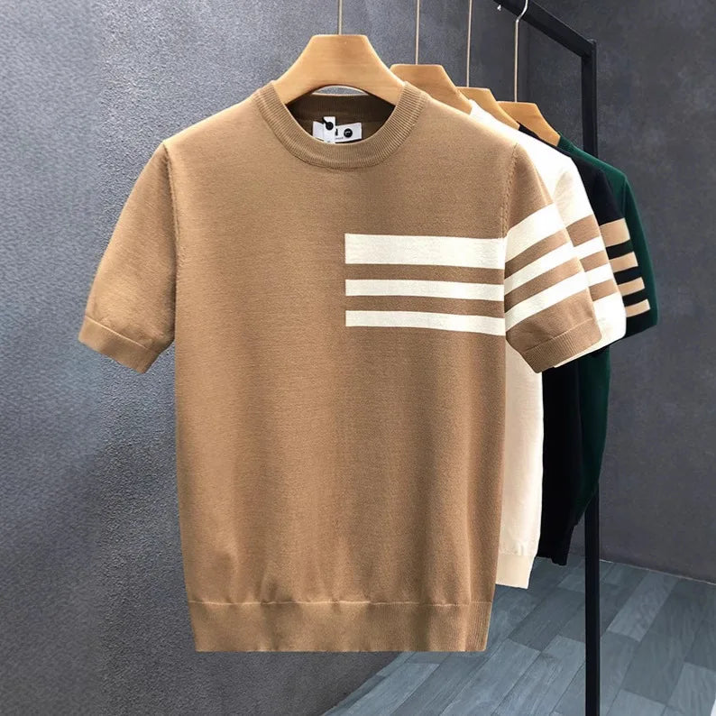 Men's Striped O-Neck T-Shirt – Breathable Casual Top