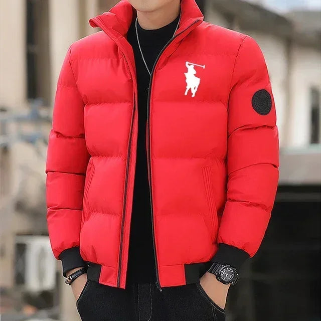 5 Color Men’s Casual Puffer Jacket With Stand Collar Zipper