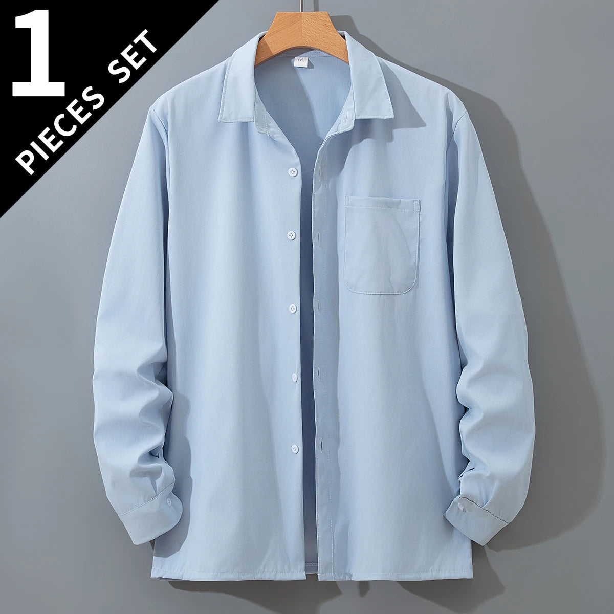 1pcs-hsh-cs-lan Color Men's Casual Button-Up Shirt With Turn-Down Collar
