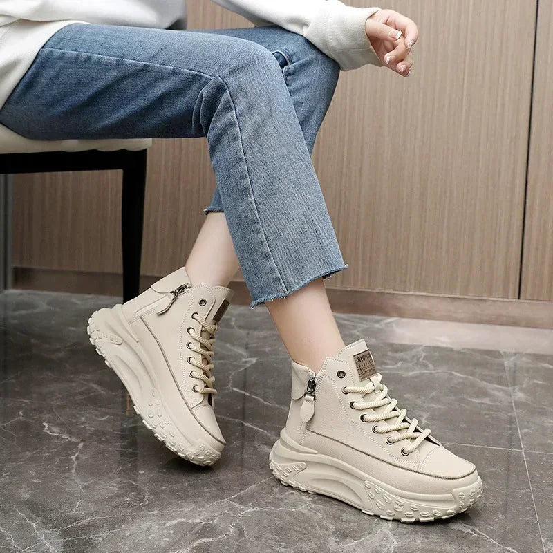 Women’s High Top Platform Sneakers Casual PU Shoes