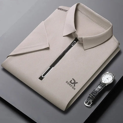 Men's Casual Zipper Polo Shirt – Lightweight Summer Top