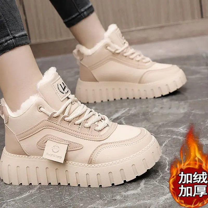 Women’s Ankle Snow Boots With Plush Lining, Thick Sole