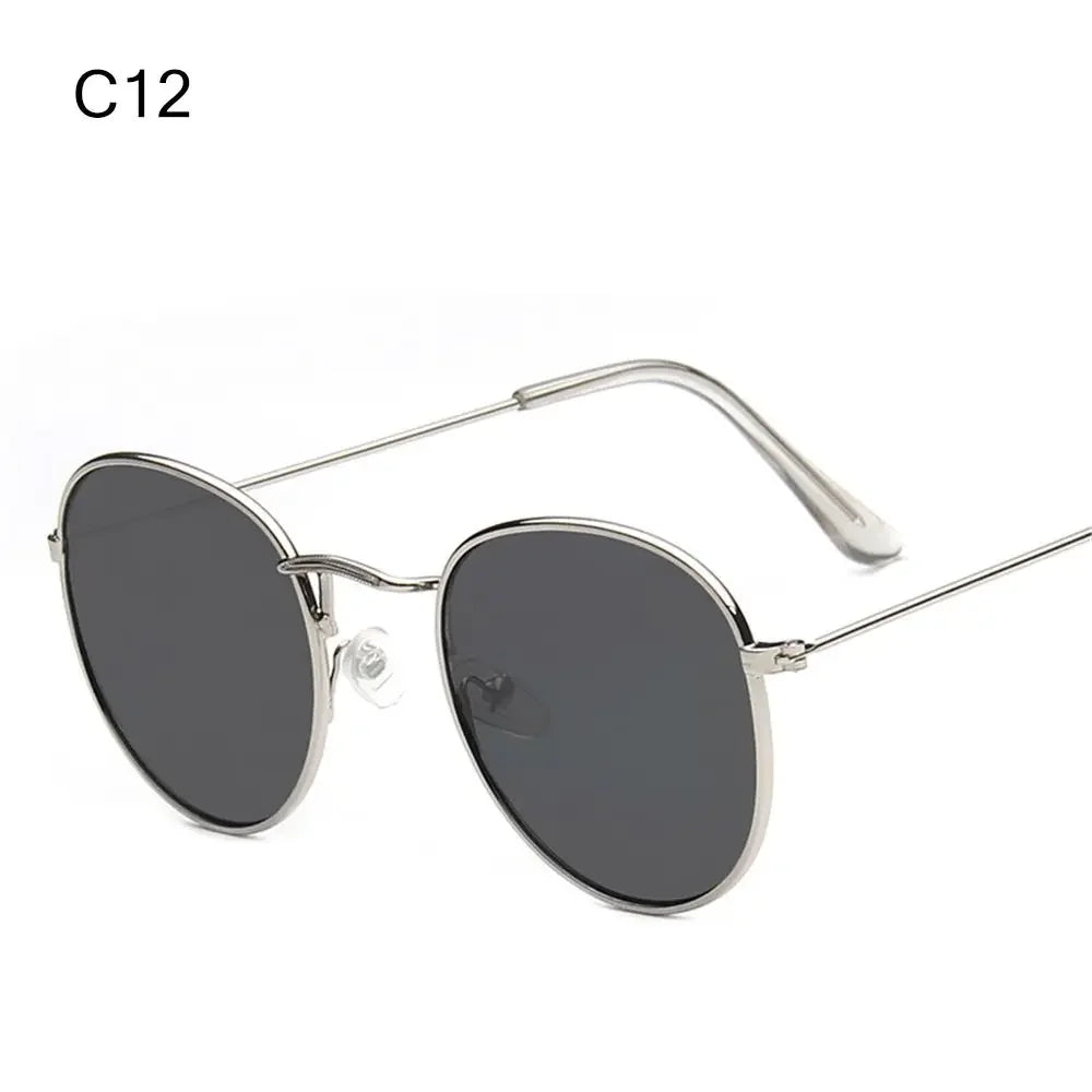 C12 Color Vintage Round Metal Sunglasses With UV400 Protection