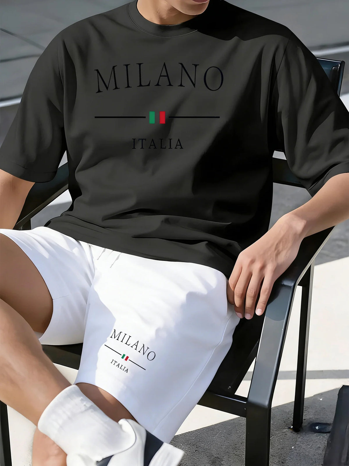 Men's Casual Sports Short Set With Printed T-Shirt
