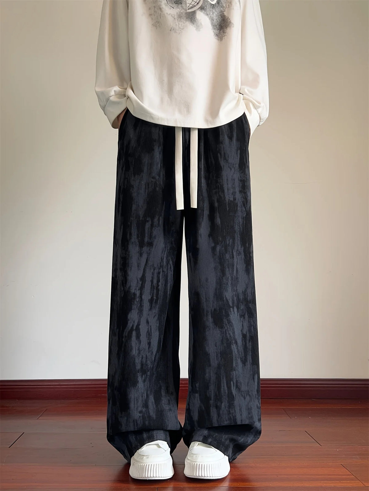 Kids Streetwear Wide Leg Pants With Blur Print