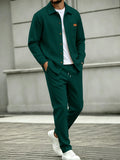 Men's Waffle Knit Casual Two-Piece Shirt Set