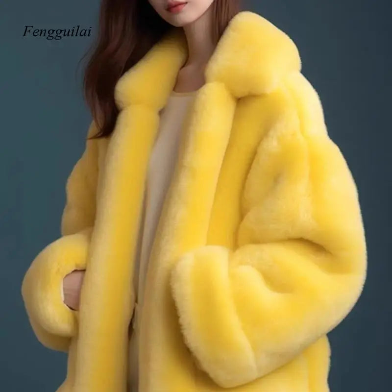 Women’s Faux Fur Coat – Long Loose Casual Winter Jacket