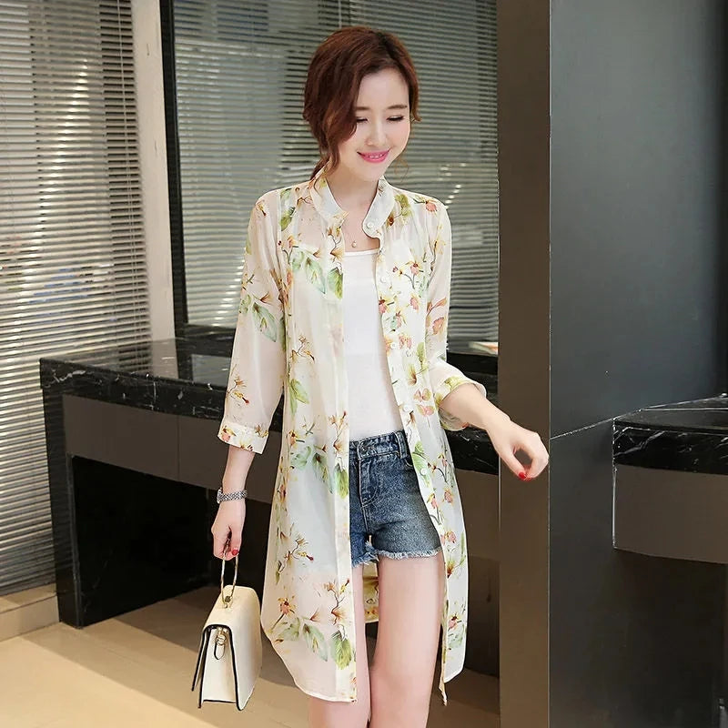 Xiaohuanghua Color Women’s Chiffon Sun Protection Cardigan Jacket