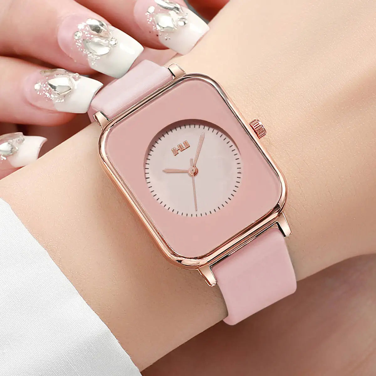 Women’s Rectangle Quartz Watch With Silicone Strap