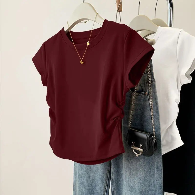 Women’s Slim Fit Summer Solid Crew Neck T-Shirt