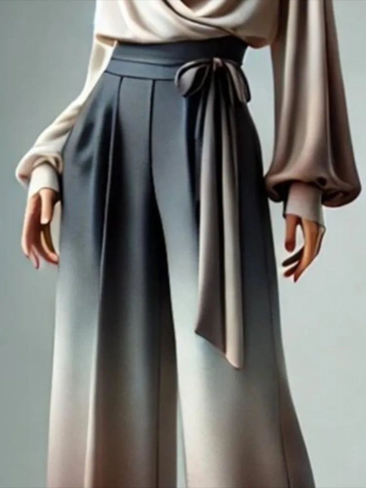 Women’s Gradient Wide Leg Pants High Waist Trousers