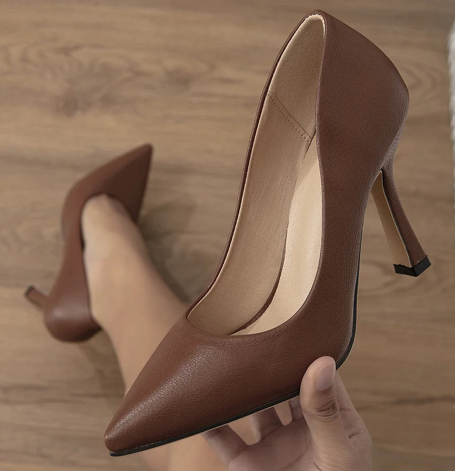 Soft PU Stiletto Heel Pumps For Women Pointed Toe