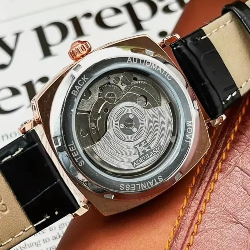 Retro Automatic Skeleton Men’s Watch With Leather Strap