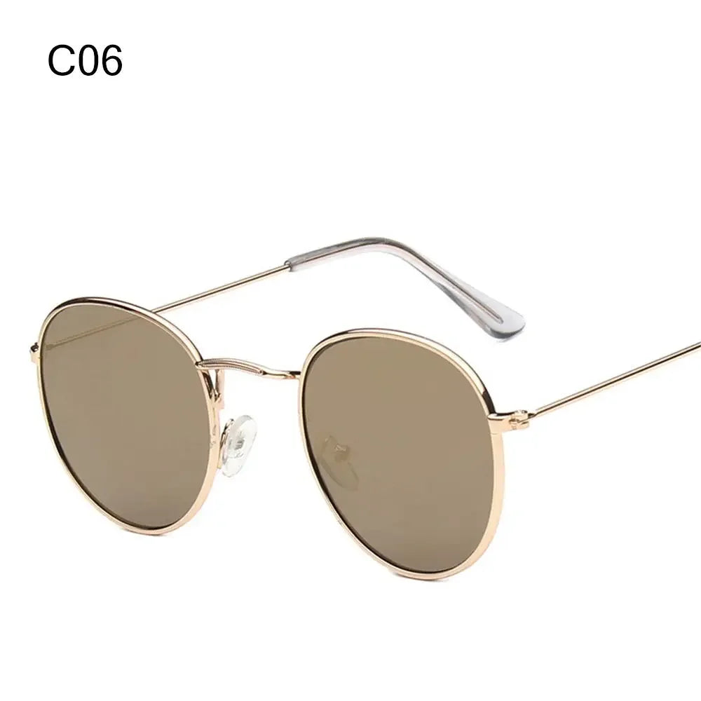 C06 Color Vintage Round Metal Sunglasses With UV400 Protection