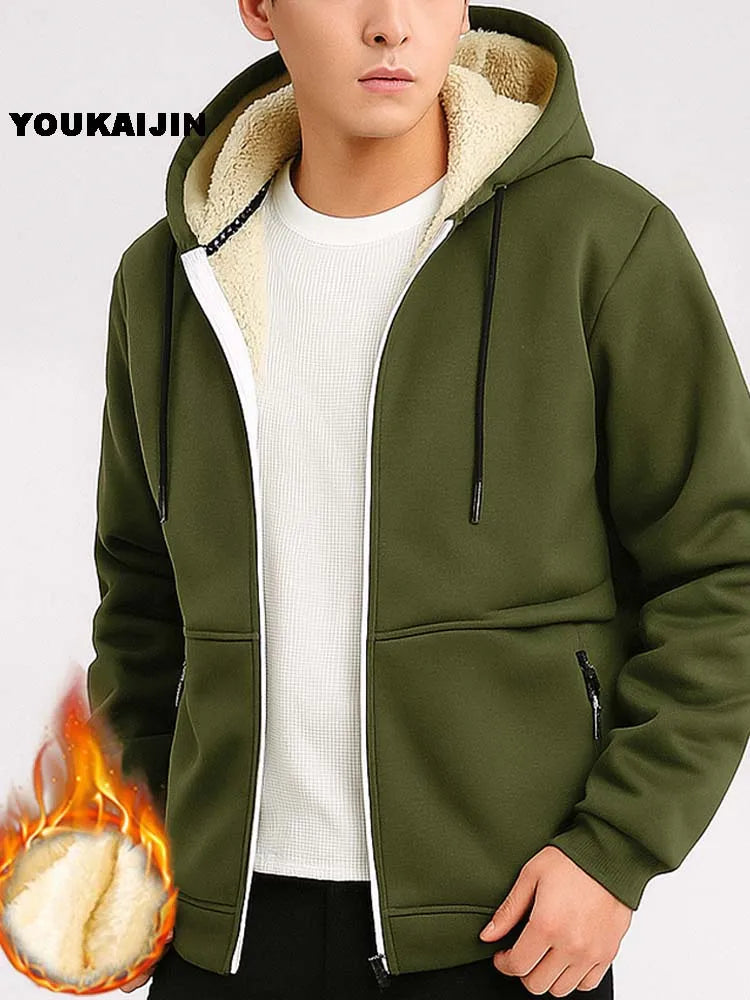 Men's Sherpa Fleece Zip Hoodie Jacket
