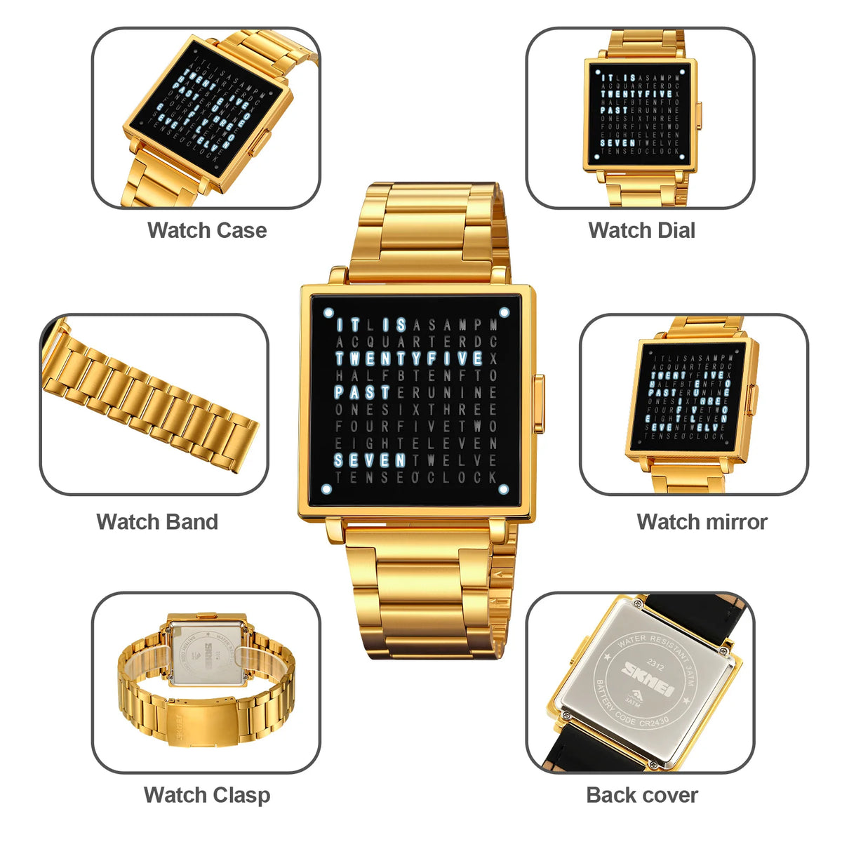 Square Digital Sport Watch With LED Light & Calendar