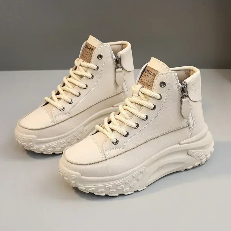 Khaki women shoes Color Women’s High Top Platform Sneakers Casual PU Shoes