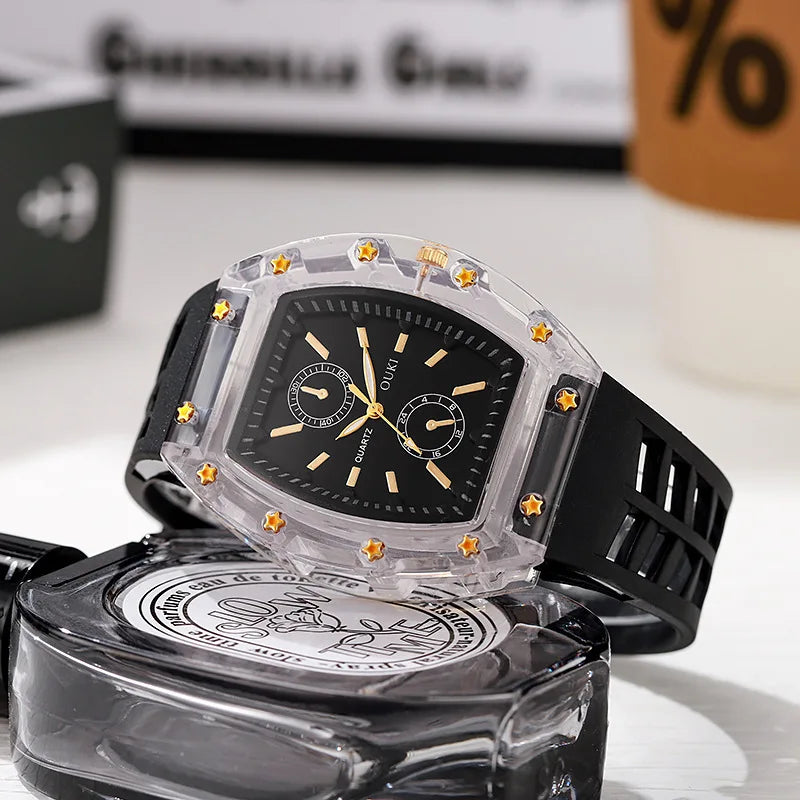 Unisex Tonneau Sport Quartz Watch With Alloy Band