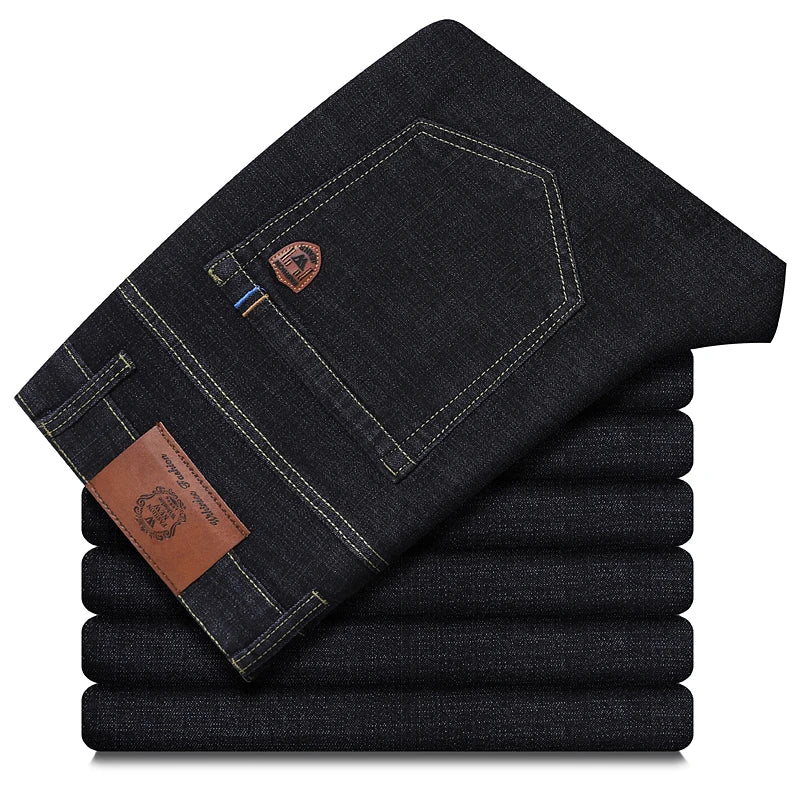 1839BLK Color Men's Straight Fit Business Jeans Classic Denim Pants
