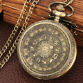 bronze Color Vintage Bronze Tarot Pocket Watch Necklace Quartz