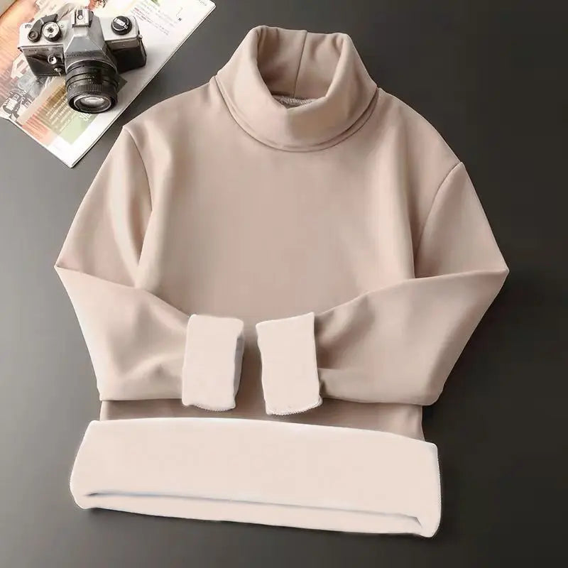 Men's Thick Fleece Turtleneck Knit Top For Winter