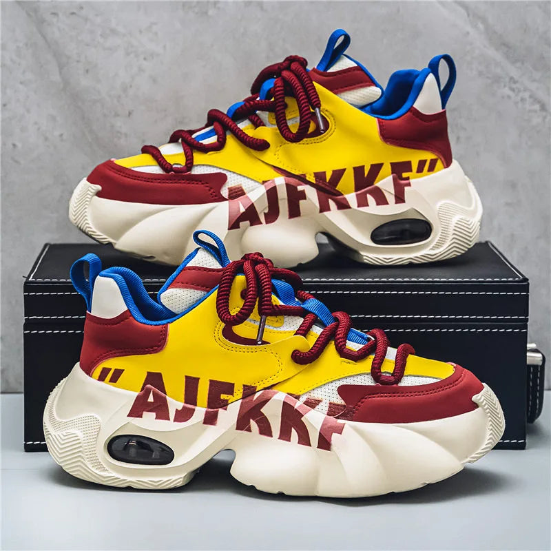 Men’s Graffiti Platform Sneakers Casual Vulcanized Shoes