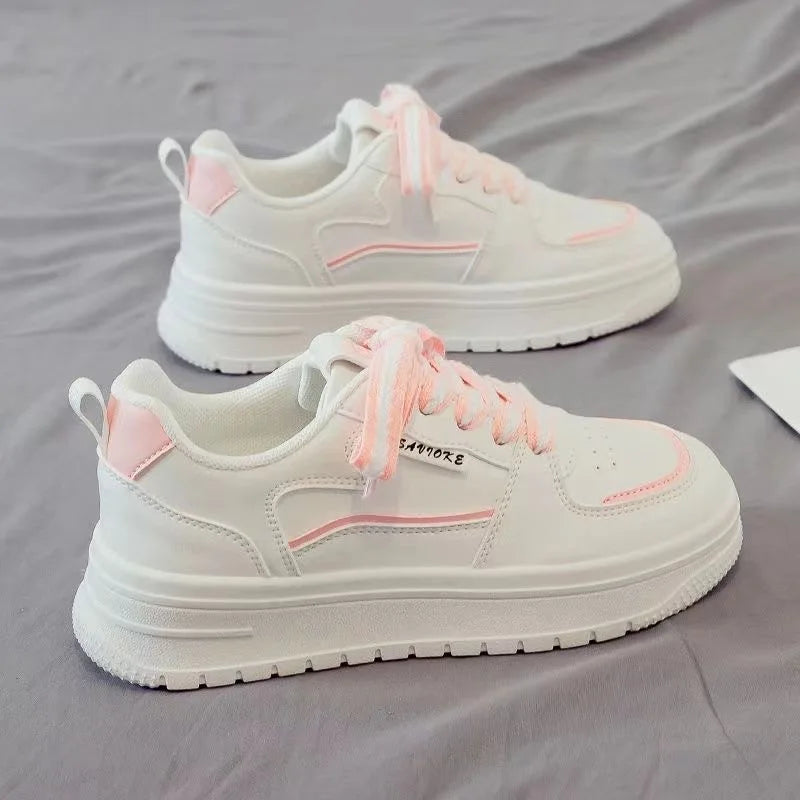 Pink Color Women’s Mesh Sneakers With Rubber Sole – Casual Comfort